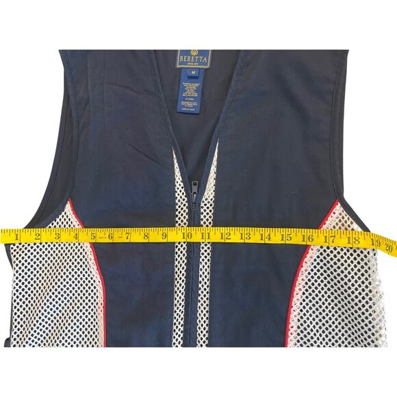 Beretta Full Zip Mesh Shooting Vest Men Medium Navy With Red Trim - Picture 6 of 9